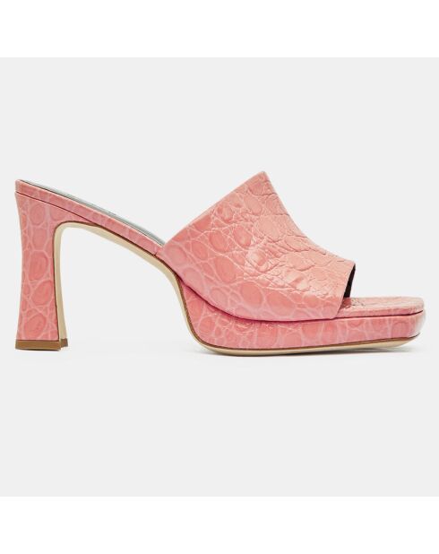 Beliz Pantolette aus Leder, 9,5 cm Absatz, Rosa