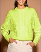 Pull en Laine & Cachemire Foug T col rond jaune fluo