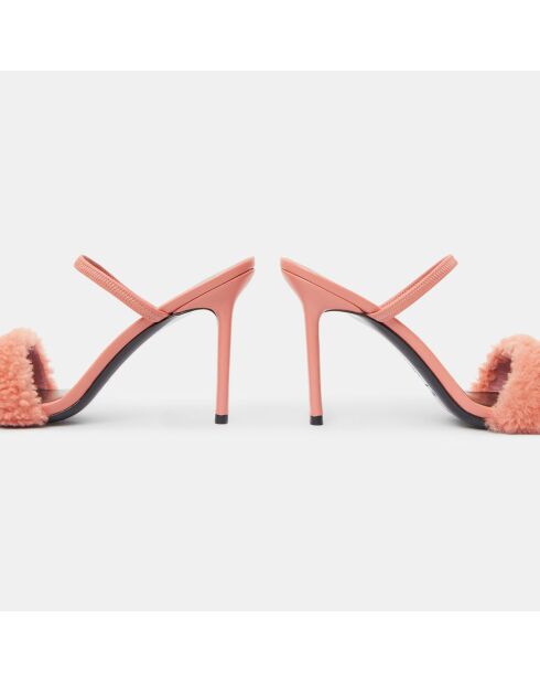 Rosafarbene Ada Lederpantolette mit 10,5 cm Absatz