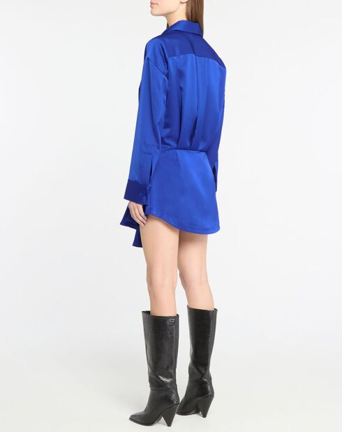 Robe satinée Candice bleu électrique