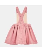 Robe tablier en Velours milleraies Artik rose