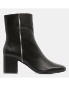 Bottines en Cuir talon détail noires - Talon 7 cm