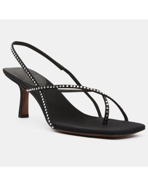 Schwarze Shamali-Slingbacks mit Strasssteinen — 6,5 cm Absatz