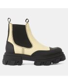 Chelsea Boots en Cuir jaune pâle/noir - Talon 5 cm