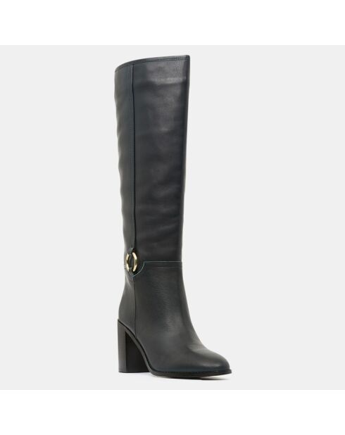 Bottes en Cuir talon détail rond vertes - Talon 9 cm