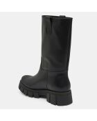 Bottes en Cuir semelle épaisse noires - Talon 4 cm