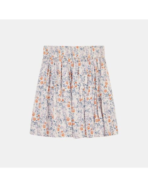 Jupe courte Shana Folk imprimé floral écrue