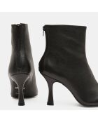 Bottines en Cuir bout carré noires - Talon 7 cm