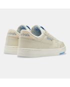 Baskets en Cuir Lt Court blanc/bleu