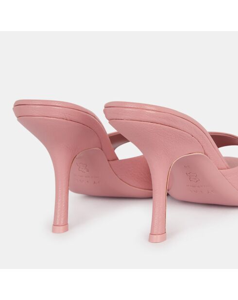 Rosafarbene HLS Leder-Pantolette mit 8 cm Absatz