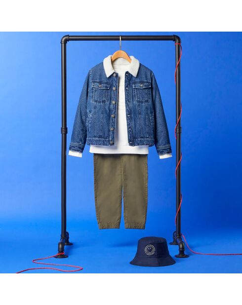 Veste en jean en Coton bio Joey doublure molletonnée bleue