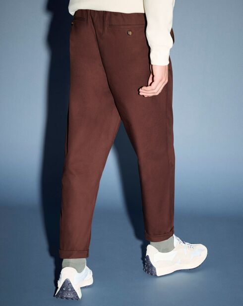 Pantalon chino jogging en Coton Nujog marron foncé