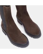 Chelsea Boots en Velours de Cuir marron - Talon 5.5 cm