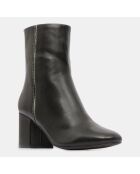 Bottines en Cuir talon détail noires - Talon 7 cm