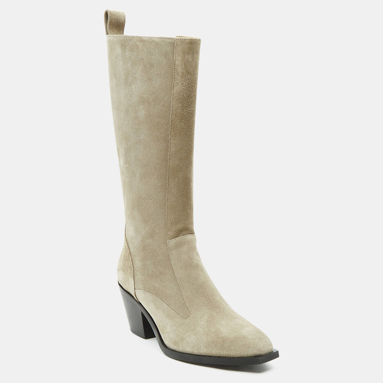 Bottes en Velours de Cuir beiges Talon 7 cm Vente privee Flattered BazarChic