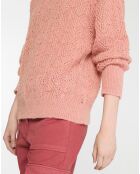 Pull en Maille pointelle mousseuse vieux rose