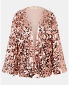 Veste Paulhan à gros sequins sur résille rose pâle