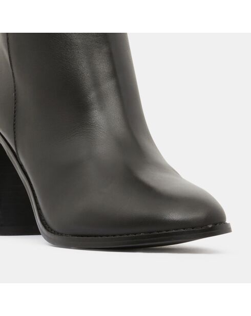 Bottes en Cuir talon détail rond noires - Talon 9 cm