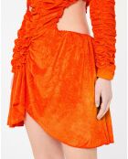 Robe en Velours extensible Ruched Cut Out orange