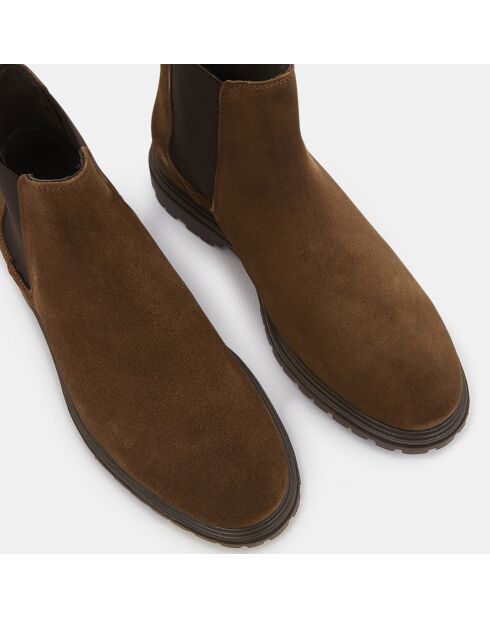 Chelsea boots semelle crantée marron taupe