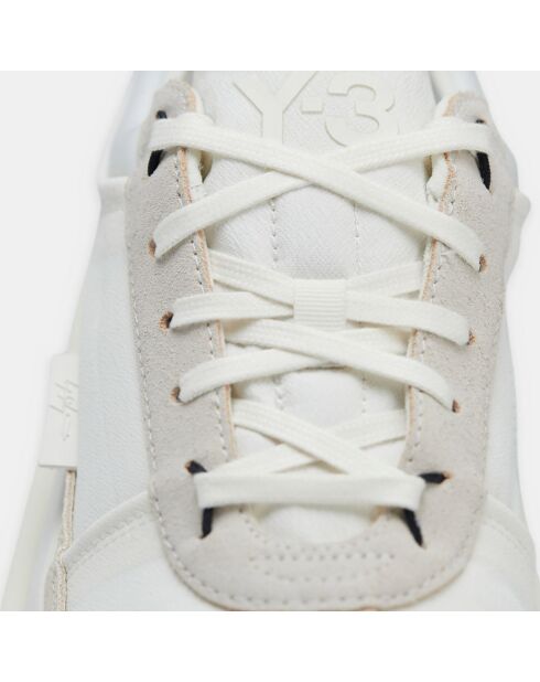 Y-3 Ajatu Run wit/beige sneakers van leer en textiel