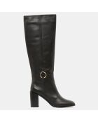 Bottes en Cuir talon détail rond noires - Talon 9 cm