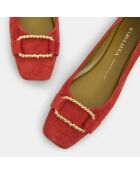 Ballerines en Velours de Cuir Erminia rouges