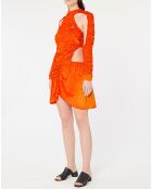 Robe en Velours extensible Ruched Cut Out orange