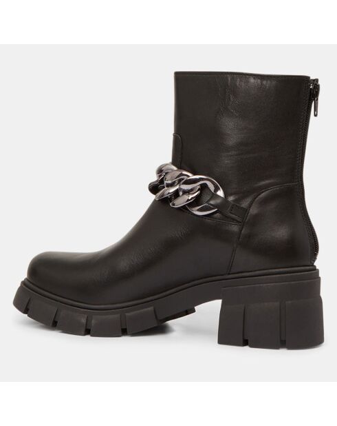 Boots en Cuir avec chaîne noires - Talon 6 cm