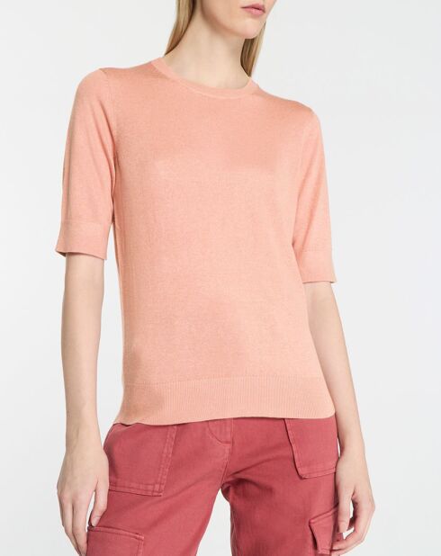 Pull en Soie & Cachemire Fifi manches courtes rose