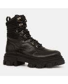 Boots en Cuir semelle épaisse noires - Talon 5 cm