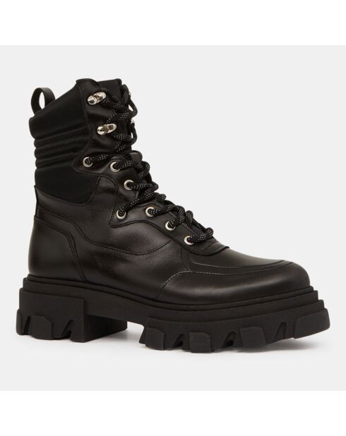 Boots en Cuir semelle épaisse noires - Talon 5 cm