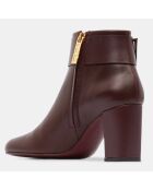 Bottines en Cuir Boucle Cheville bordeaux - Talon 6 cm