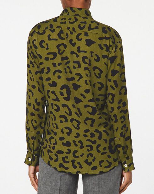 Chemise droite Steinlen imprimé léopard kaki