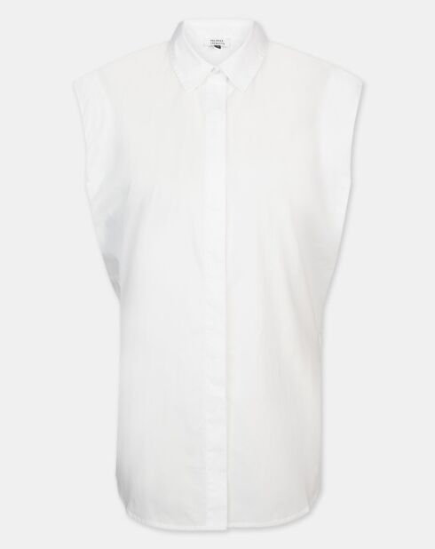 Chemise sans manches en Popeline de Coton Push blanche