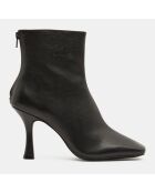 Bottines en Cuir bout carré noires - Talon 7 cm