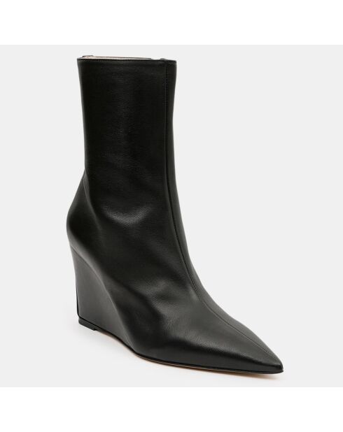 Frankie zwarte leren laarzen met sleehak van 9 cm