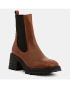 Chelsea boots en Cuir camel - Talon 6 cm