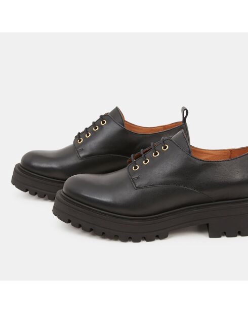 Derbies en Cuir avec oeillets noires - Talon 3 cm