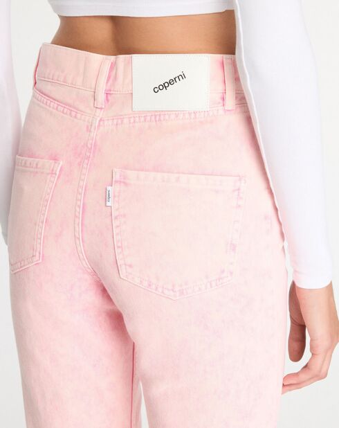 Vaqueros de mezclilla de pierna recta rosa claro