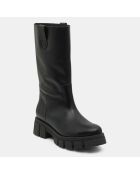 Bottes en Cuir semelle épaisse noires - Talon 4 cm