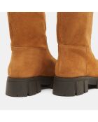 Bottes en Cuir semelle épaisse camel - Talon 4 cm