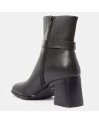 Boots en Cuir boucle recouverte noires - Talon 6 cm