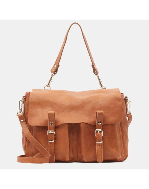 Sac cartable réversible en Cuir Mini Maths marron 20x25x9 cm