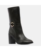 Bottes talon détail rond noires - Talon 9 cm