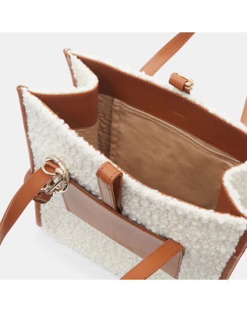 Sac cabas en Laine & Cuir Petit Dessin blanc 24x24x11 cm