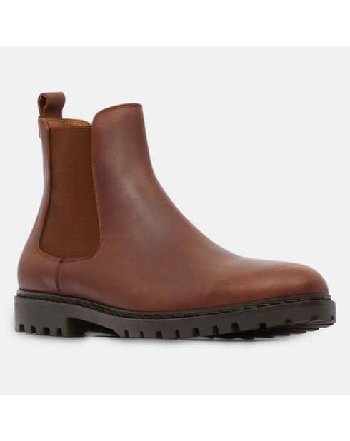 Chelsea boots en Cuir Elba marron foncé