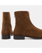 Bottines en Velours de Cuir Santiago marron