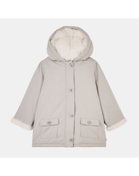 Parka à capuche Penola intérieur fourré grise