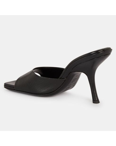 HLS Pantoletten aus Leder, schwarz, 8 cm Absatz